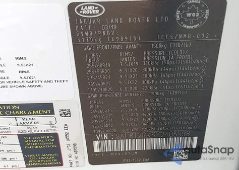 2019 Land Rover Discovery Hse Luxury z USA, uszkodzony, nr VIN SALRT2RK6K2405598